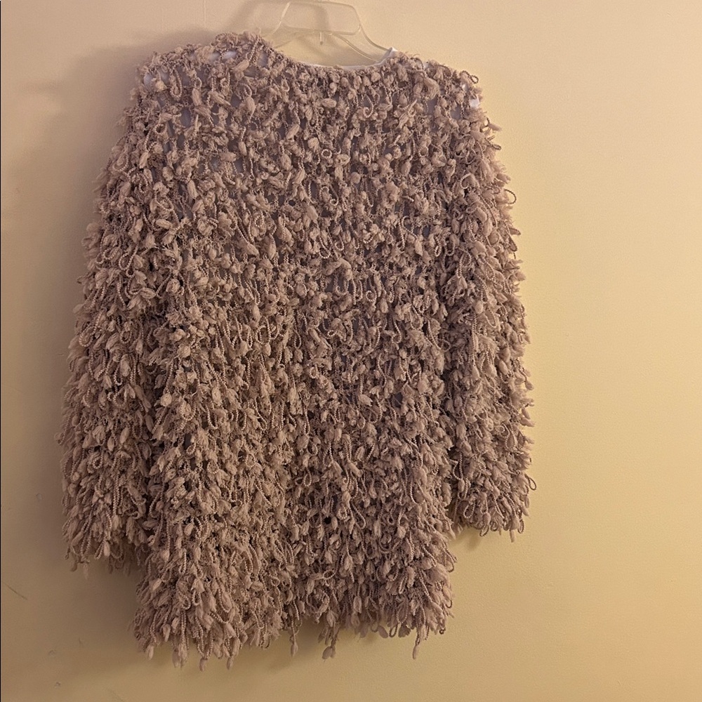 Aaron & Amber Anthropologie Small Knotted Cardigan Chunky Sweater Shaggy Knit - Picture 3 of 17